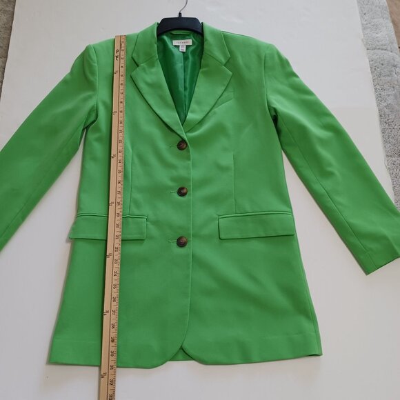 Topshop Green Longline Blazer Jacket Size 4 US Boardroom Chic Officecore Career - Picture 9 of 11